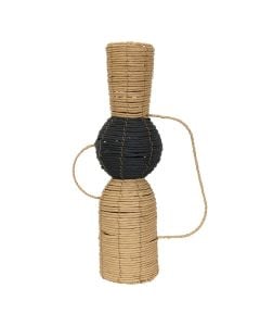 Vazo dekorative, kashte, natyrale/e zezë, 22x22xH75 cm