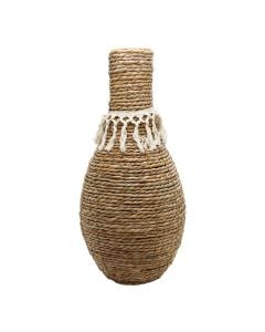 Decorative vase, straw, natural, 11xH62 cm
