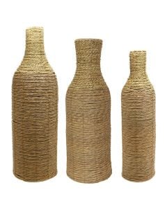 Decorative vase, straw, natural, 17xH60 cm/21xH70 cm/27xH80 cm