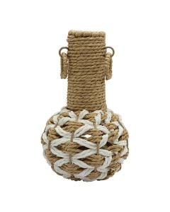 Decorative vase, rattan, natural/white, 15xH24 cm