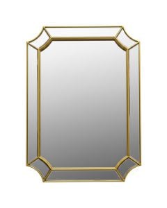Decorative mirror, metal/glass, gold color, 90x65 cm