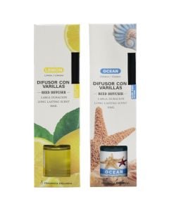 Ambient air freshener, with sticks, assorted, transparent glass, 50 ml