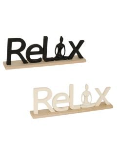Decorative object, "Relax", wood/metal, natural/gold, L36 cm
