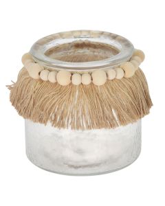 Decorative jar, glass, brown/clear, 10.7 cm