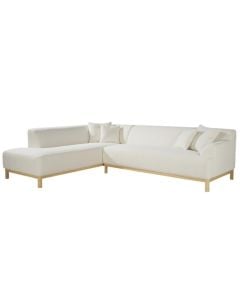 Divan këndor, majtas, tapiceri tekstili, e bardhë, (182x93xH75 cm)x(215x93xH75 cm)