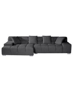 Corner sofa, left,textile upholstery, metal feet, black