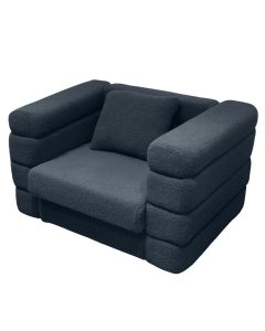 Kolltuk, tapiceri tekstili, kornizë druri, këmbë plastike, gri e errët, 103x82xH75 cm