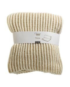 Knitted blanket, white, gold, 130x150 cm