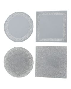 Pasqyrë dekoruese, argjendi, 10xH0.4 cm,