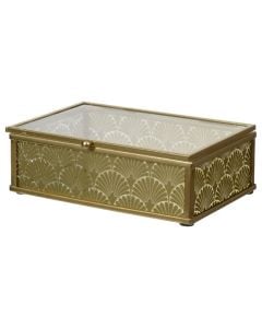 Organization box, glass, gold, 15x10xH5 cm