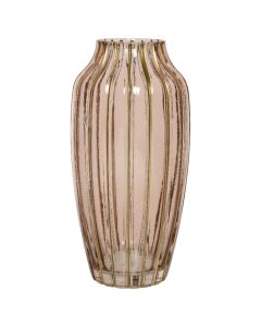 Decorative vase, glass, pink/gold, dia.15xH30 cm
