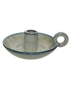 Mbajtëse qiriri, qeramike, e bardhë/blu, 13x16xH5.3 cm