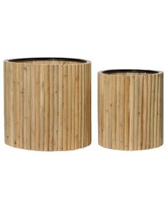 Tavolinë mesi, set 2 copë, druri, kafe, dia.49.5xH46 cm