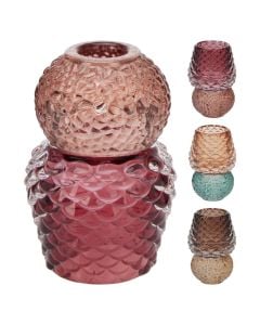 Tealight holder, glass, assorted, H10.8 cm