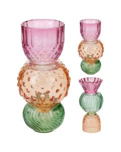 Tealight holder, glass, assorted, 8xH18 cm