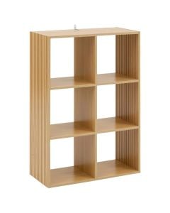 Multifunctional shelf, 6 compartments, MDF, natural, 68.5x32xH102 cm