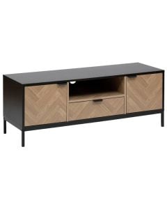TV cabinet, metal structure, MDF top, natural/black, 120x40xH45 cm
