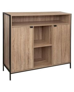 Side cabinet, 2-door, melamine/steel, natural, 114x37xH110 cm