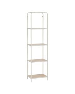 Multifunctional shelf with 4 levels, Curvy, metal structure, MDF shelves, natural/white, 45x30xH169.5 cm