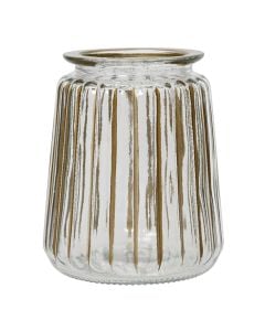 Decorative vase, glass, clear/gold, Dia.12xH14.5 cm