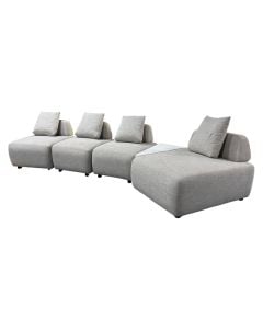 Divan, kornizë druri, tapiceri tekstili, këmbë plastike, bezhë, 80x95xH75 cm