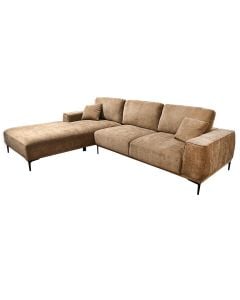 Corner sofa, left, textile upholstery, brown, 290x211xH103 cm