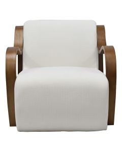 Kolltuk, Karla, tapiceri tekstili, kornizë druri, e bardhë/kafe, 96x77xH74 cm