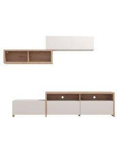 Mobilje televizori, Aurel, lisi, natyrale/ e bardhë, 237.5x41.5xH160.5 cm