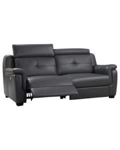 Divan 2-vendësh, tapiceri lëkure, e zezë, 112x105xH87 cm