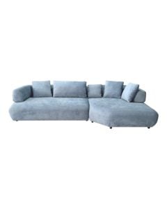 Corner sofa, right, textile upholstery, light blue, 306x140xH85 cm
