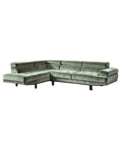 Corner sofa, right, textile upholstery, metal feet, green, 295x217/89xH68/82 cm