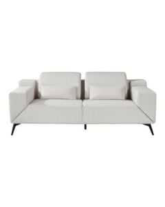 Divan, 3-vendësh, tapiceri tekstili, këmbë plastike, e bardhë, 206x101xH88 cm