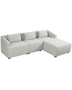 Corner sofa, right, textile upholstery, plastic feet, white, 280x175xH72 cm