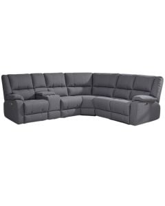 Sofa, 2-electric recliner, textile upholstery, dark grey, 262x230xH90 cm