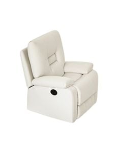 Reclining chair, textile upholstery, velvet, white, 91x94xH102 cm