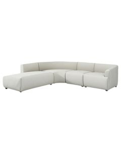 Corner sofa, left, textile upholstery, plastic feet, white, 274x162xH76 cm