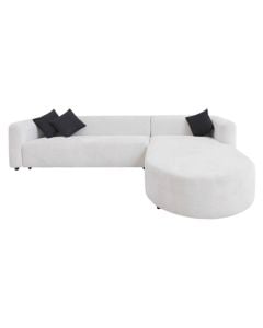 Corner sofa, right, textile upholstery, white, 300x210xH68 cm