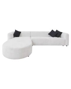 Corner sofa, left, textile upholstery, white, 300x210xH68 cm