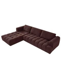 Corner sofa, right, textile upholstery, burgundy, 315x210xH75 cm
