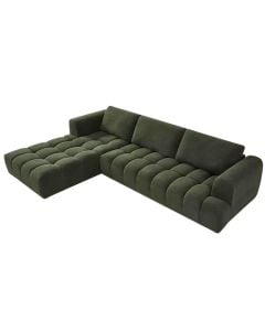 Corner sofa, left, textile upholstery, leaf green, 315x210xH75 cm