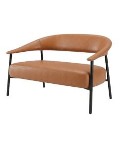 Divan, tapiceri PU , këmbë metalike, strukturë PP/plywood, kafe e errët, 121x70xH78 cm