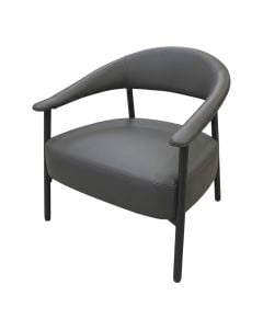 Kolltuk, tapiceri PU , këmbë metalike, strukturë PP/plywood, gri e errët, 75.5x68xH76.5 cm