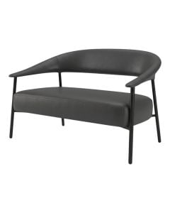 Divan, tapiceri PU , këmbë metalike, strukturë PP/plywood, gri e errët, 121x70xH78 cm