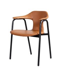 Karrige, tapiceri PU , këmbë metalike, strukturë PP/plywood, kafe moka, 59x55xH75 cm