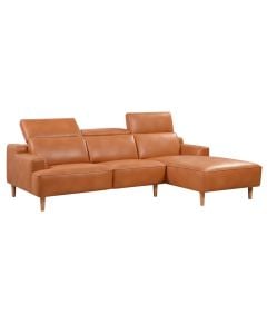 Corner sofa, textile upholstery, plastic feet, orange, 327x114xH72 cm