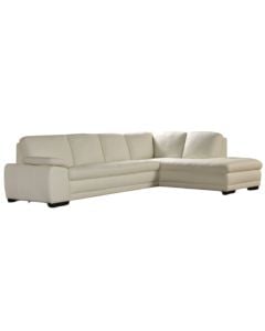 Corner sofa, right, leather upholstery, plastic feet, panna, 232x99xH85 cm