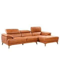 Corner sofa, left, textile upholstery, plastic feet, orange, 275x225xH73 cm