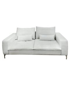 Divan 3-vendësh, tapiceri tekstili, këmbë plastike, e bardhë, 203x95xH85 cm
