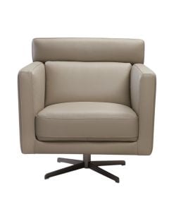 Armchair, leather upholstery, metal feet, light beige, 69x86xH84 cm