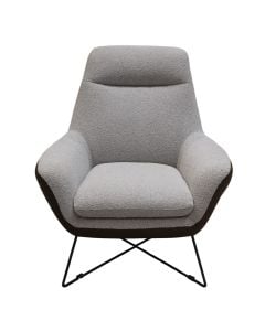 Kolltuk, tapiceri tekstili, këmbë metalike, gri, 83x88xH95 cm